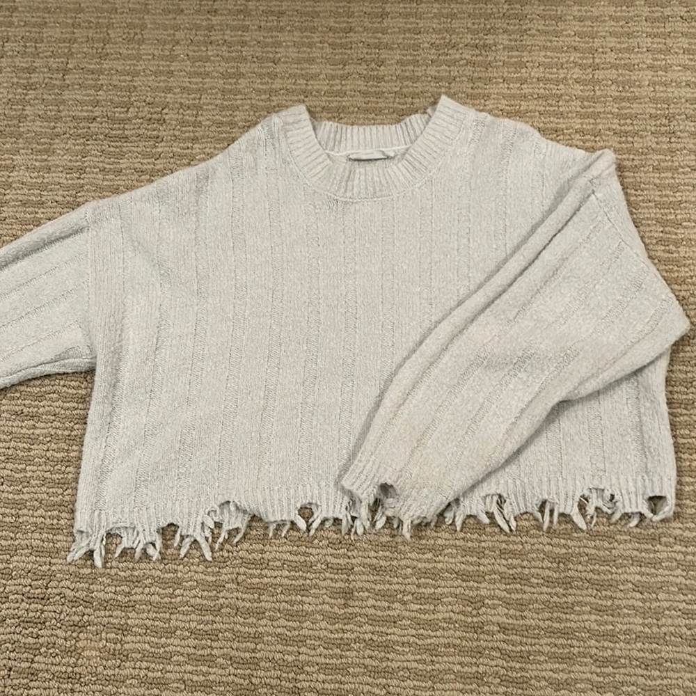 Cropped, white sweater